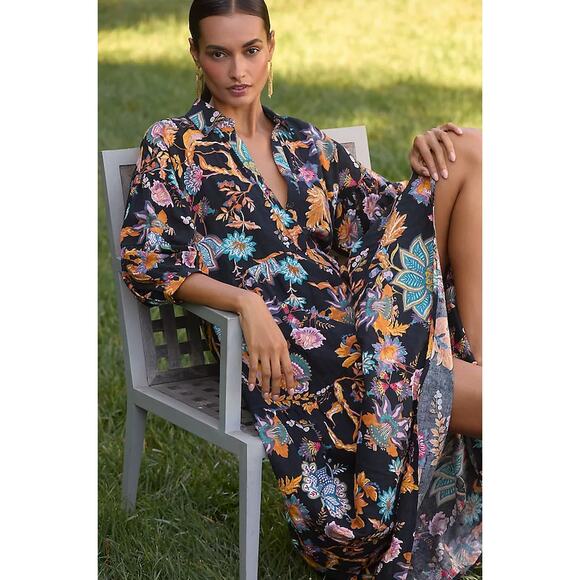 NEW NWT Anthropologie The Carolita Printed Tiered Shirt Dress by Celandine Sz S - Picture 3 of 11